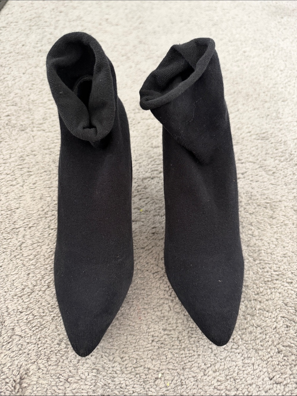 Black Stretch Knit Pointed Toe Sock Boot